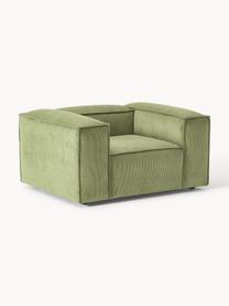 Fauteuil en velours côtelé Lennon, Velours côtelé vert olive, larg. 130 x prof. 101 cm