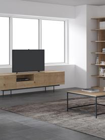 TV-Konsole Allure mit Türen und Schubladen aus Eichenholzfurnier, Korpus: Spannplatte mit Eichenhol, Füße: Metall, lackiert, Holz, B 200 x H 55 cm