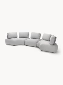 Modulares Garten-Halbmond-Sofa Olala, Bezug: 100 % Polyester Der hochw, Gestell: Metall, beschichtet, Webstoff, Hellgrau, B 194 x H 77 cm