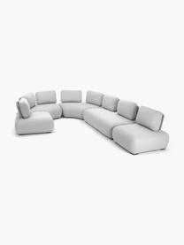 Modulares Garten-Halbmond-Sofa Olala, Bezug: 100 % Polyester Der hochw, Gestell: Metall, beschichtet, Webstoff, Hellgrau, B 194 x H 77 cm