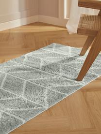 Tapis de couloir moelleux à poils longs Cera, Gris, blanc crème, larg. 80 x long. 250 cm