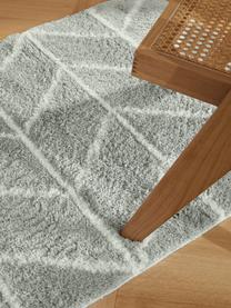 Tapis de couloir moelleux à poils longs Cera, Gris, blanc crème, larg. 80 x long. 250 cm