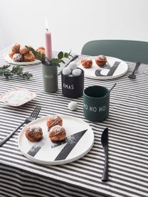 Design beker Favourite XMAS in zwart met opschrift, Fine Bone China (porselein), Zwart, wit, Ø 8 x H 9 cm