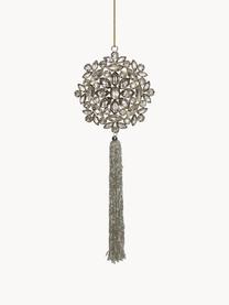 Kerstboomhanger Tassel met kwastje, Glas, gecoat metaal, Zilverkleurig, B 10 x H 26 cm