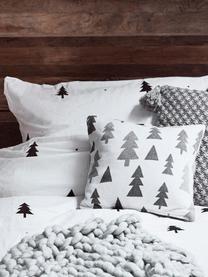 Housse de couette en flanelle avec sapins X-mas Tree, Blanc, noir, larg. 200 x long. 200 cm