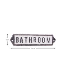 Wandbord Bathroom, Gecoat metaal, Zwart, wit, 14 x 3 cm