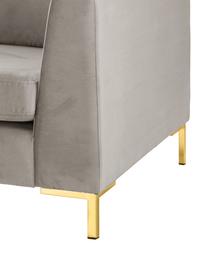 Samt-Ecksofa Luna, Bezug: Samt (Polyester) Der hoch, Gestell: Massives Buchenholz, Füße: Metall, galvanisiert, Samt Greige, B 280 x T 184 cm, Eckteil links