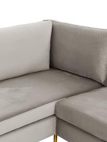 Samt-Ecksofa Luna, Bezug: Samt (Polyester) Der hoch, Gestell: Massives Buchenholz, Füße: Metall, galvanisiert, Samt Greige, B 280 x T 184 cm, Eckteil links