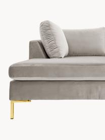 Samt-Ecksofa Luna, Bezug: Samt (100 % Polyester), O, Gestell: Massives Buchenholz, Schi, Samt Greige, B 280 x T 184 cm, Eckteil links