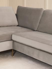 Samt-Ecksofa Luna, Bezug: Samt (100 % Polyester) De, Gestell: Massives Buchenholz, Schi, Samt Greige, B 280 x T 184 cm, Eckteil links