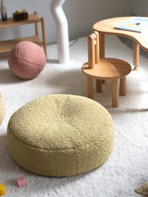 Pouf en peluche pour enfant Sugar, Ø 65 cm, Peluche vert clair, Ø 65 x haut. 20 cm