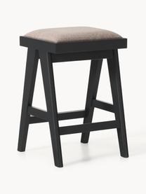 Tabouret de bar rembourré Sissi, Tissu grège, bois noir, larg. 46 x haut. 69 cm