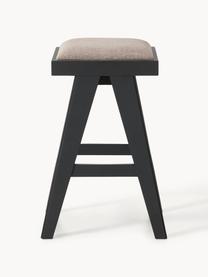 Tabouret de bar rembourré Sissi, Tissu grège, bois noir, larg. 46 x haut. 69 cm