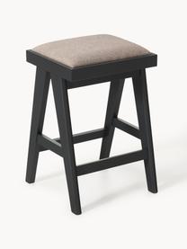 Tabouret de bar rembourré Sissi, Tissu grège, bois noir, larg. 46 x haut. 69 cm