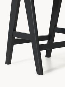 Tabouret de bar rembourré Sissi, Tissu grège, bois noir, larg. 46 x haut. 69 cm