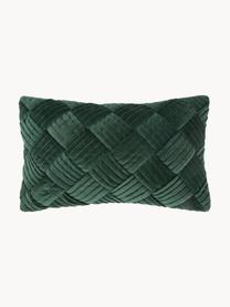 Samt-Kissenhülle Sina mit Strukturmuster, Samt (100 % Baumwolle), Dunkelgrün, B 30 x L 50 cm