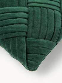 Funda de cojín de terciopelo texturizada Sina, Terciopelo (100% algodón), Verde oscuro, An 30 x L 50 cm