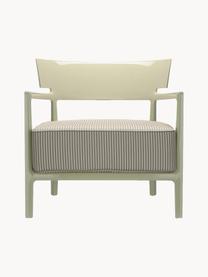 Fauteuil de jardin Cara, Tissu beige, blanc, vert clair, larg. 68 x prof. 67 cm