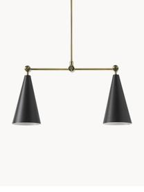 Verstelbare hanglamp Aubrey, Gecoat metaal, Goudkleurig, zwart, B 81 cm