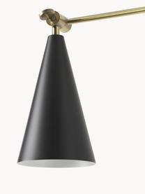 Verstelbare hanglamp Aubrey, Gecoat metaal, Goudkleurig, zwart, B 81 cm