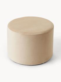 Pouf en velours Daisy, Velours beige clair, Ø 54 x haut. 38 cm