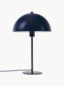 Lámpara de mesa Matilda, Pantalla: metal con pintura en polv, Cable: cubierto en tela, Azul oscuro, Ø 29 x Al 45 cm
