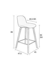 Sedia da bar di design Albert Kuip, Seduta: polipropilene, Gambe: legno di frassino, Struttura: alluminio, Seduta: rosa Gambe: legno di frassino Struttura e poggiapiedi: grigio, Larg. 45 x Alt. 89 cm