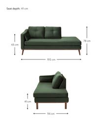 Fluwelen chaise longue Alva in groen met beukenhout-poten, Bekleding: fluweel (hoogwaardig poly, Frame: massief grenenhout, Poten: massief gebeitst beukenho, Olijfkleurig, B 193 x D 94 cm