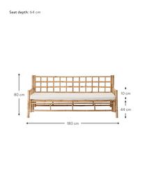 Bambus-Sofa Mandisa (3-Sitzer) mit Sitzpolster, Gestell: Bambus, unbehandelt, Bezug: Segeltuch, Cremeweiß, Hellbraun, B 180 x T 70 cm