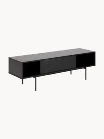 Mueble TV Angus, Estructura: tablero de fibras de dens, Patas: metal con pintura en polv, Madera pintado negro, An 140 x Al 45 cm