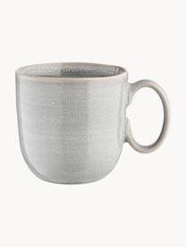 Ručně vyrobené XL šálky na čaj Manor, 4 ks, Kamenina, Světle šedá s béžovým okrajem, Ø 10 cm, V 10 cm, 450 ml