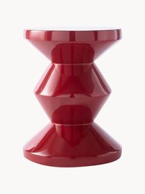Kulatý odkládací stolek Zig Zag, Lakovaná umělá hmota, Vínově červená, Ø 36 cm, V 46 cm