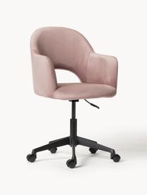 Chaise de bureau pivotante en velours Rachel, hauteur ajustable, Velours vieux rose, larg. 65 x prof. 68 cm