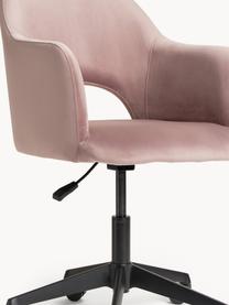 Chaise de bureau pivotante en velours Rachel, hauteur ajustable, Velours vieux rose, larg. 65 x prof. 68 cm