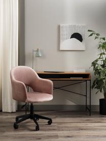 Chaise de bureau pivotante en velours Rachel, hauteur ajustable, Velours vieux rose, larg. 65 x prof. 68 cm