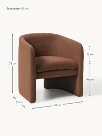 Fauteuil lounge en bouclette Mairo, Bouclette brun, larg. 68 x prof. 62 cm