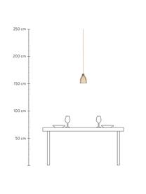 Kleine hanglamp Gleaming Gold van glas, Lampenkap: glas, Decoratie: metaal, Goudkleurig, amberkleurig, Ø 13 x H 14 cm