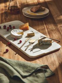 Set piatto da portata con coltelli da formaggio Jaya 4 pz, Coltello: metallo, Bianco marmorizzato, dorato, Larg. 48 x Prof. 22 cm