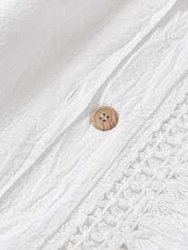 Baumwollperkal-Kopfkissenbezug Abra mit Fransen, Webart: Perkal Fadendichte 165 TC, Weiss, B 40 x L 80 cm