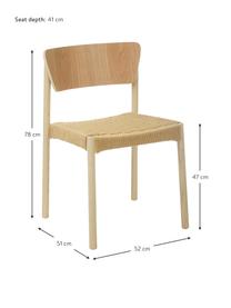 Holzstühle Danny mit Rattan-Sitzfläche, 2 Stück, Gestell: Massives Buchenholz, Sitzfläche: Papierrattan, Rückenlehne: Schichtholz mit Eschenfur, Buchenholz, Beige, B 52 x T 51 cm