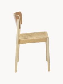 Houten stoelen Danny met rotan zitvlak, 2 stuks, Frame: massief beukenhout, Zitvlak: papier rotan, Beukenhout, beige, B 52 x D 51 cm