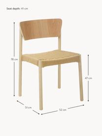 Houten stoelen Danny met rotan zitvlak, 2 stuks, Frame: massief beukenhout, Zitvlak: papier rotan, Beukenhout, beige, B 52 x D 51 cm