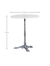 Runder Bistrotisch Loire mit Marmorplatte, Ø 60 cm, Tischplatte: Marmor, Gestell: Metall, pulverbeschichtet, Weiß, Ø 60 x H 72 cm