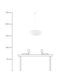 Hanglamp Mamsell van stof, Lampenkap: 60% polyester, 40% rayon, Frame: metaal, Wit, Ø 55 x H 21 cm