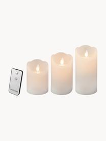 Set di 3 candele pilastro a LED a batteria Beno, Cera, Bianco crema, Set in varie misure