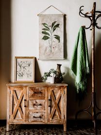 Credenza in legno di pino marrone chiaro Alba, Maniglie: metallo rivestito, Marrone chiaro, nero, Larg. 91 x Alt. 69 cm