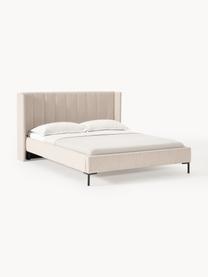 Cama tapizada Dusk, Tapizado: tejido finamente estructu, Estructura: madera de pino maciza con, Patas: metal con pintura en polv, Tejido beige oscuro, An 180 x L 200 cm