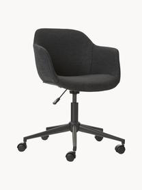 Polster-Schreibtischstuhl Fiji mit schmaler Sitzschale, Bezug: 100% Polyester Der hochwe, Gestell: Metall, pulverbeschichtet, Rollen: Kunststoff, Webstoff Schwarz, B 66 x T 66 cm