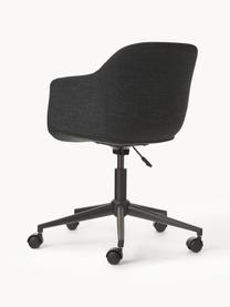 Gestoffeerde bureaustoel Fiji met smalle zitvlak, Bekleding: 100% polyester, Frame: gepoedercoat metaal, Wieltjes: kunststof, Geweven stof zwart, B 66 x H 66 cm