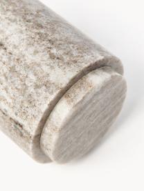 Marmor-Seifenspender Simba, Behälter: Marmor, Pumpkopf: Kunststoff, Beige, marmoriert, Silberfarben, Ø 8 x H 19 cm